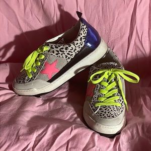 Stylish Leopard Print Sneakers with Neon Accents